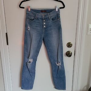 7 For All Mankind Light Blue Distressed Ankle Jeans
